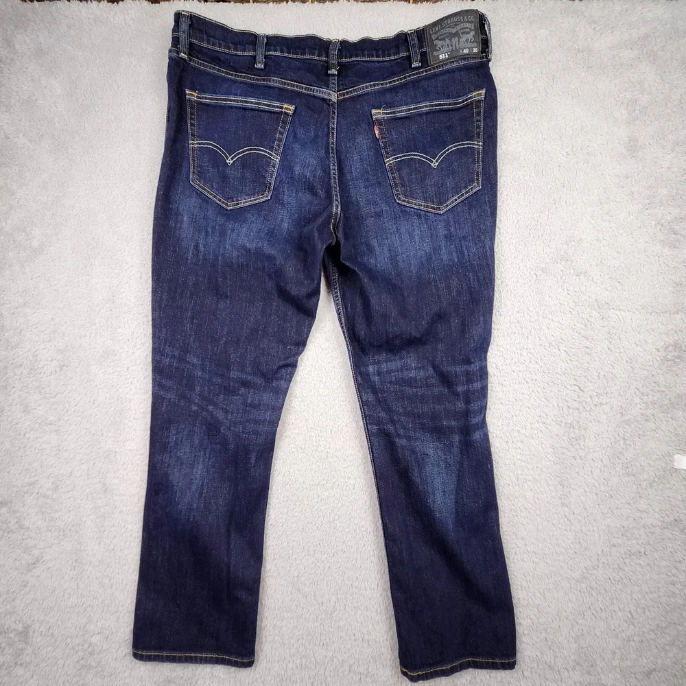Levi 511 Slim Fit Jeans Mens 40x30 Dark Wash Stretch Denim Distressed Streetwear